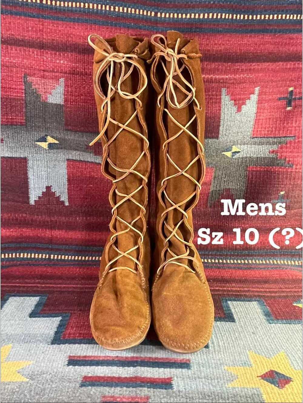 Vintage Men’s Minnetonka Brown Suede Distressed Moccasins Tall Boots sz 10 (?)